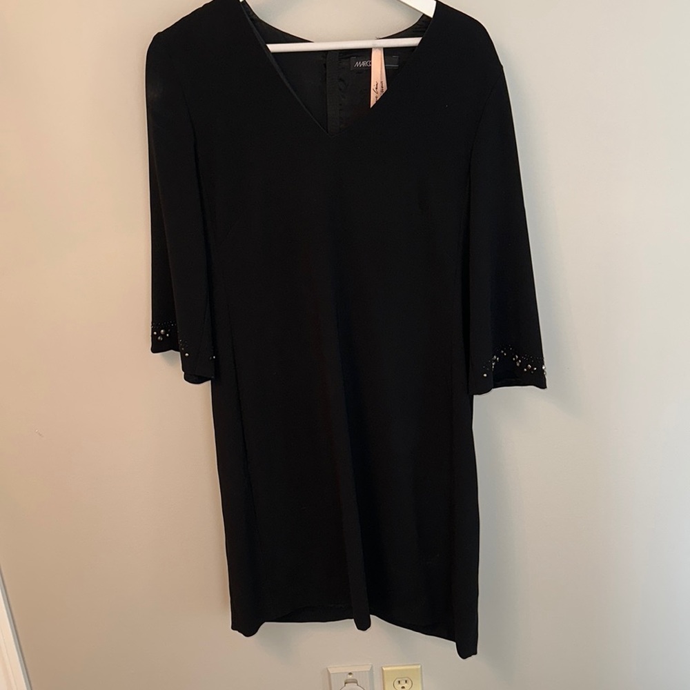 Marccain tunic dress black with rhinestone sleeves